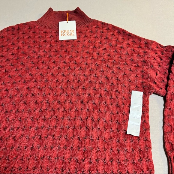 Knox Rose Sweater Women’s Small NWT | Textured Mock Neck Pullover Red Cozy Knit - Picture 5 of 14